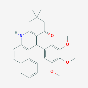 molecular formula C28H29NO4 B379475 9,9-dimethyl-12-(3,4,5-trimethoxyphenyl)-8,9,10,12-tetrahydrobenzo[a]acridin-11(7H)-one 