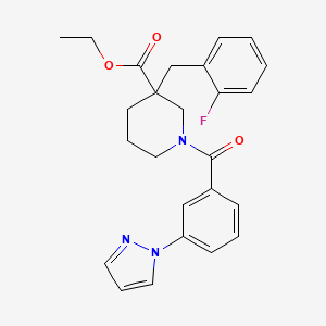 ethyl 3-(2-fluorobenzyl)-1-[3-(1H-pyrazol-1-yl)benzoyl]-3-piperidinecarboxylate