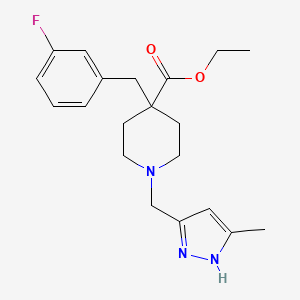 ethyl 4-[(3-fluorophenyl)methyl]-1-[(5-methyl-1H-pyrazol-3-yl)methyl]piperidine-4-carboxylate