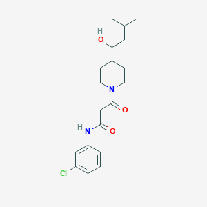 molecular formula C20H29ClN2O3 B3794946 N-(3-chloro-4-methylphenyl)-3-[4-(1-hydroxy-3-methylbutyl)piperidin-1-yl]-3-oxopropanamide 