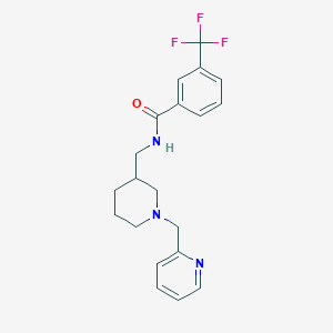 molecular formula C20H22F3N3O B3795045 N-{[1-(2-pyridinylmethyl)-3-piperidinyl]methyl}-3-(trifluoromethyl)benzamide 