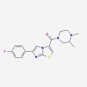 molecular formula C18H19FN4OS B3795056 3-[(3,4-dimethyl-1-piperazinyl)carbonyl]-6-(4-fluorophenyl)imidazo[2,1-b][1,3]thiazole 