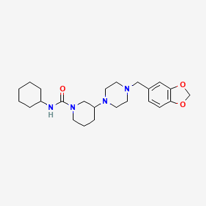 molecular formula C24H36N4O3 B3795096 3-[4-(1,3-benzodioxol-5-ylmethyl)-1-piperazinyl]-N-cyclohexyl-1-piperidinecarboxamide 