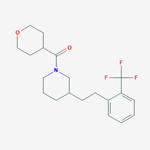 molecular formula C20H26F3NO2 B3795123 1-(tetrahydro-2H-pyran-4-ylcarbonyl)-3-{2-[2-(trifluoromethyl)phenyl]ethyl}piperidine 