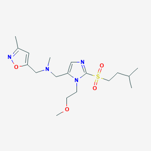 molecular formula C18H30N4O4S B3795137 ({1-(2-methoxyethyl)-2-[(3-methylbutyl)sulfonyl]-1H-imidazol-5-yl}methyl)methyl[(3-methyl-5-isoxazolyl)methyl]amine 