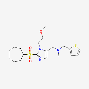 molecular formula C20H31N3O3S2 B3795170 1-[2-(cycloheptylsulfonyl)-1-(2-methoxyethyl)-1H-imidazol-5-yl]-N-methyl-N-(2-thienylmethyl)methanamine 