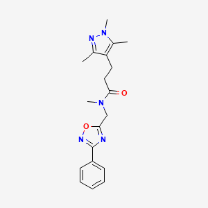 N-methyl-N-[(3-phenyl-1,2,4-oxadiazol-5-yl)methyl]-3-(1,3,5-trimethyl-1H-pyrazol-4-yl)propanamide