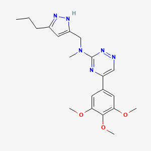 molecular formula C20H26N6O3 B3795229 N-methyl-N-[(5-propyl-1H-pyrazol-3-yl)methyl]-5-(3,4,5-trimethoxyphenyl)-1,2,4-triazin-3-amine 