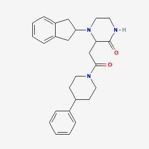 molecular formula C26H31N3O2 B3795243 4-(2,3-dihydro-1H-inden-2-yl)-3-[2-oxo-2-(4-phenyl-1-piperidinyl)ethyl]-2-piperazinone 