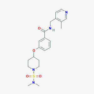 molecular formula C21H28N4O4S B3795267 3-({1-[(dimethylamino)sulfonyl]-4-piperidinyl}oxy)-N-[(3-methyl-4-pyridinyl)methyl]benzamide 