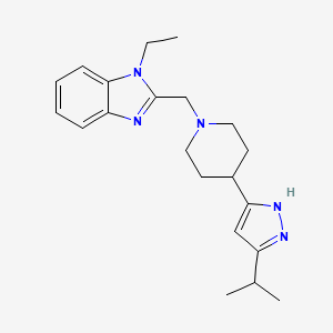 molecular formula C21H29N5 B3795286 1-ethyl-2-{[4-(3-isopropyl-1H-pyrazol-5-yl)piperidin-1-yl]methyl}-1H-benzimidazole 