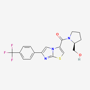 molecular formula C18H16F3N3O2S B3795307 [(2S)-1-({6-[4-(trifluoromethyl)phenyl]imidazo[2,1-b][1,3]thiazol-3-yl}carbonyl)-2-pyrrolidinyl]methanol 