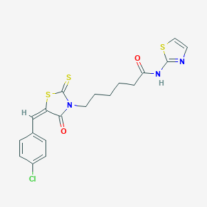 6-[5-(4-chlorobenzylidene)-4-oxo-2-thioxo-1,3-thiazolidin-3-yl]-N-(1,3-thiazol-2-yl)hexanamide