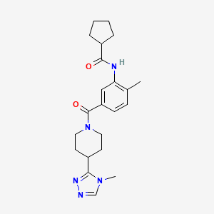 N-[2-methyl-5-[4-(4-methyl-1,2,4-triazol-3-yl)piperidine-1-carbonyl]phenyl]cyclopentanecarboxamide