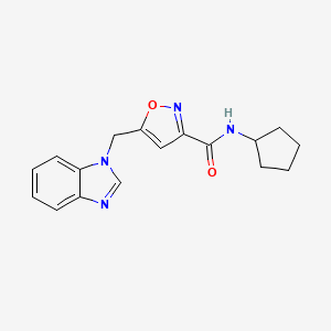 molecular formula C17H18N4O2 B3795346 5-(1H-benzimidazol-1-ylmethyl)-N-cyclopentyl-3-isoxazolecarboxamide 