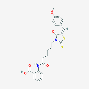 molecular formula C24H24N2O5S2 B379536 2-({6-[5-(4-Methoxybenzylidene)-4-oxo-2-thioxo-1,3-thiazolidin-3-yl]hexanoyl}amino)benzoic acid 