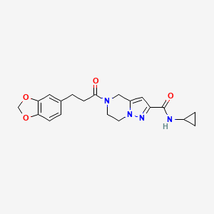 molecular formula C20H22N4O4 B3795379 5-[3-(1,3-benzodioxol-5-yl)propanoyl]-N-cyclopropyl-4,5,6,7-tetrahydropyrazolo[1,5-a]pyrazine-2-carboxamide 