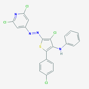 N-{4-chloro-2-(4-chlorophenyl)-5-[(2,6-dichloro-4-pyridinyl)diazenyl]-3-thienyl}-N-phenylamine