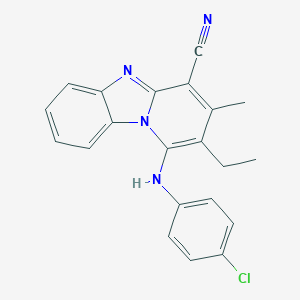 molecular formula C21H17ClN4 B379547 1-(4-Chloroanilino)-2-ethyl-3-methylpyrido[1,2-a]benzimidazole-4-carbonitrile CAS No. 305333-30-6
