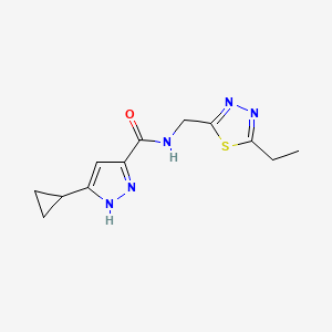 molecular formula C12H15N5OS B3795480 3-cyclopropyl-N-[(5-ethyl-1,3,4-thiadiazol-2-yl)methyl]-1H-pyrazole-5-carboxamide 