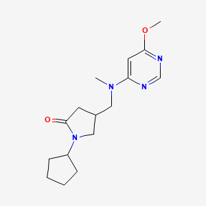 molecular formula C16H24N4O2 B3795487 1-cyclopentyl-4-{[(6-methoxypyrimidin-4-yl)(methyl)amino]methyl}pyrrolidin-2-one 