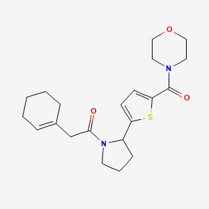 molecular formula C21H28N2O3S B3795535 2-(Cyclohexen-1-yl)-1-[2-[5-(morpholine-4-carbonyl)thiophen-2-yl]pyrrolidin-1-yl]ethanone 