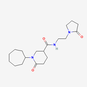 molecular formula C19H31N3O3 B3795536 1-cycloheptyl-6-oxo-N-[2-(2-oxo-1-pyrrolidinyl)ethyl]-3-piperidinecarboxamide 