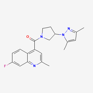 molecular formula C20H21FN4O B3795545 4-{[3-(3,5-dimethyl-1H-pyrazol-1-yl)pyrrolidin-1-yl]carbonyl}-7-fluoro-2-methylquinoline 