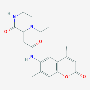 N-(4,7-dimethyl-2-oxo-2H-chromen-6-yl)-2-(1-ethyl-3-oxopiperazin-2-yl)acetamide