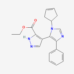 molecular formula C20H20N4O2 B3795573 ethyl 4-(1-cyclopent-3-en-1-yl-4-phenyl-1H-imidazol-5-yl)-1H-pyrazole-3-carboxylate 