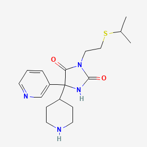 molecular formula C18H26N4O2S B3795595 3-[2-(isopropylthio)ethyl]-5-(4-piperidinyl)-5-(3-pyridinyl)-2,4-imidazolidinedione hydrochloride 