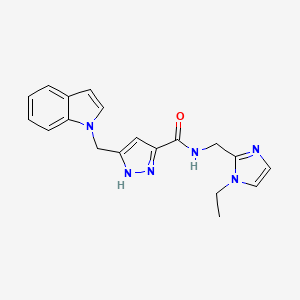 molecular formula C19H20N6O B3795597 N-[(1-ethylimidazol-2-yl)methyl]-5-(indol-1-ylmethyl)-1H-pyrazole-3-carboxamide 