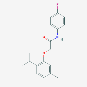 molecular formula C18H20FNO2 B379560 N-(4-Fluoro-phenyl)-2-(2-isopropyl-5-methyl-phenoxy)-acetamide 