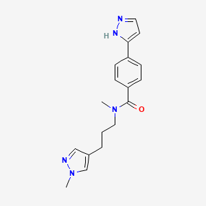 molecular formula C18H21N5O B3795627 N-methyl-N-[3-(1-methyl-1H-pyrazol-4-yl)propyl]-4-(1H-pyrazol-5-yl)benzamide 