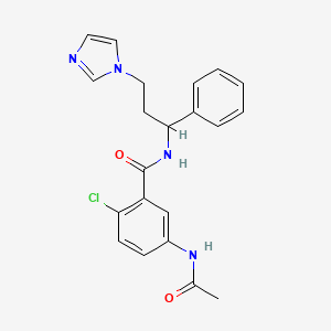 molecular formula C21H21ClN4O2 B3795635 5-(acetylamino)-2-chloro-N-[3-(1H-imidazol-1-yl)-1-phenylpropyl]benzamide 