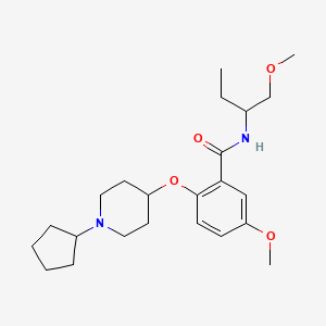 molecular formula C23H36N2O4 B3795703 2-[(1-cyclopentyl-4-piperidinyl)oxy]-5-methoxy-N-[1-(methoxymethyl)propyl]benzamide 