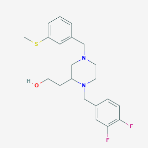 molecular formula C21H26F2N2OS B3795708 2-{1-(3,4-difluorobenzyl)-4-[3-(methylthio)benzyl]-2-piperazinyl}ethanol 