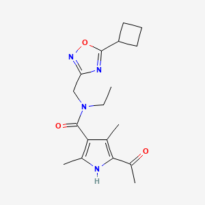 molecular formula C18H24N4O3 B3795779 5-acetyl-N-[(5-cyclobutyl-1,2,4-oxadiazol-3-yl)methyl]-N-ethyl-2,4-dimethyl-1H-pyrrole-3-carboxamide 