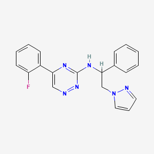 5-(2-fluorophenyl)-N-(1-phenyl-2-pyrazol-1-ylethyl)-1,2,4-triazin-3-amine