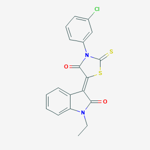 molecular formula C19H13ClN2O2S2 B379582 3-[3-(3-chlorophenyl)-4-oxo-2-thioxo-1,3-thiazolidin-5-ylidene]-1-ethyl-1,3-dihydro-2H-indol-2-one CAS No. 304893-13-8