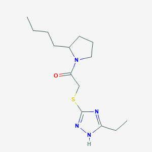 molecular formula C14H24N4OS B3795841 5-{[2-(2-butylpyrrolidin-1-yl)-2-oxoethyl]thio}-3-ethyl-1H-1,2,4-triazole 