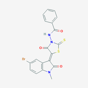molecular formula C19H12BrN3O3S2 B379589 N-[(5Z)-5-(5-bromo-1-methyl-2-oxoindol-3-ylidene)-4-oxo-2-sulfanylidene-1,3-thiazolidin-3-yl]benzamide CAS No. 301682-04-2
