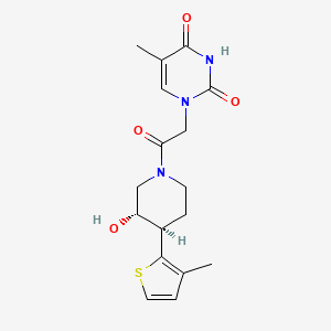 molecular formula C17H21N3O4S B3795908 1-{2-[(3S*,4R*)-3-hydroxy-4-(3-methyl-2-thienyl)piperidin-1-yl]-2-oxoethyl}-5-methylpyrimidine-2,4(1H,3H)-dione 