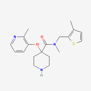 molecular formula C19H25N3O2S B3795919 N-methyl-4-[(2-methylpyridin-3-yl)oxy]-N-[(3-methyl-2-thienyl)methyl]piperidine-4-carboxamide 