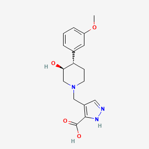 molecular formula C17H21N3O4 B3795926 4-{[(3S*,4S*)-3-hydroxy-4-(3-methoxyphenyl)piperidin-1-yl]methyl}-1H-pyrazole-3-carboxylic acid 