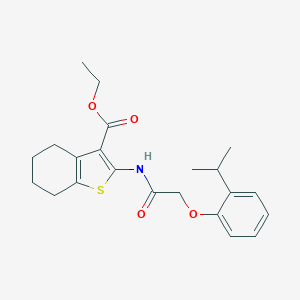molecular formula C22H27NO4S B379593 Ethyl 2-{[(2-isopropylphenoxy)acetyl]amino}-4,5,6,7-tetrahydro-1-benzothiophene-3-carboxylate 
