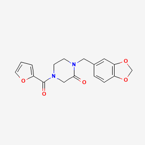 molecular formula C17H16N2O5 B3795959 1-(1,3-benzodioxol-5-ylmethyl)-4-(2-furoyl)-2-piperazinone 