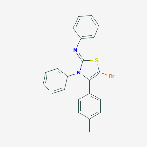 molecular formula C22H17BrN2S B379597 N-(5-bromo-4-(4-methylphenyl)-3-phenyl-1,3-thiazol-2(3H)-ylidene)-N-phenylamine 