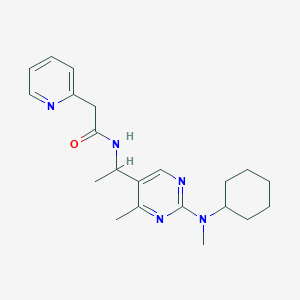 molecular formula C21H29N5O B3795978 N-[1-[2-[cyclohexyl(methyl)amino]-4-methylpyrimidin-5-yl]ethyl]-2-pyridin-2-ylacetamide 