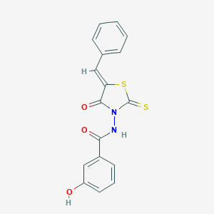 molecular formula C17H12N2O3S2 B379600 N-(5-benzylidene-4-oxo-2-thioxo-1,3-thiazolidin-3-yl)-3-hydroxybenzamide 